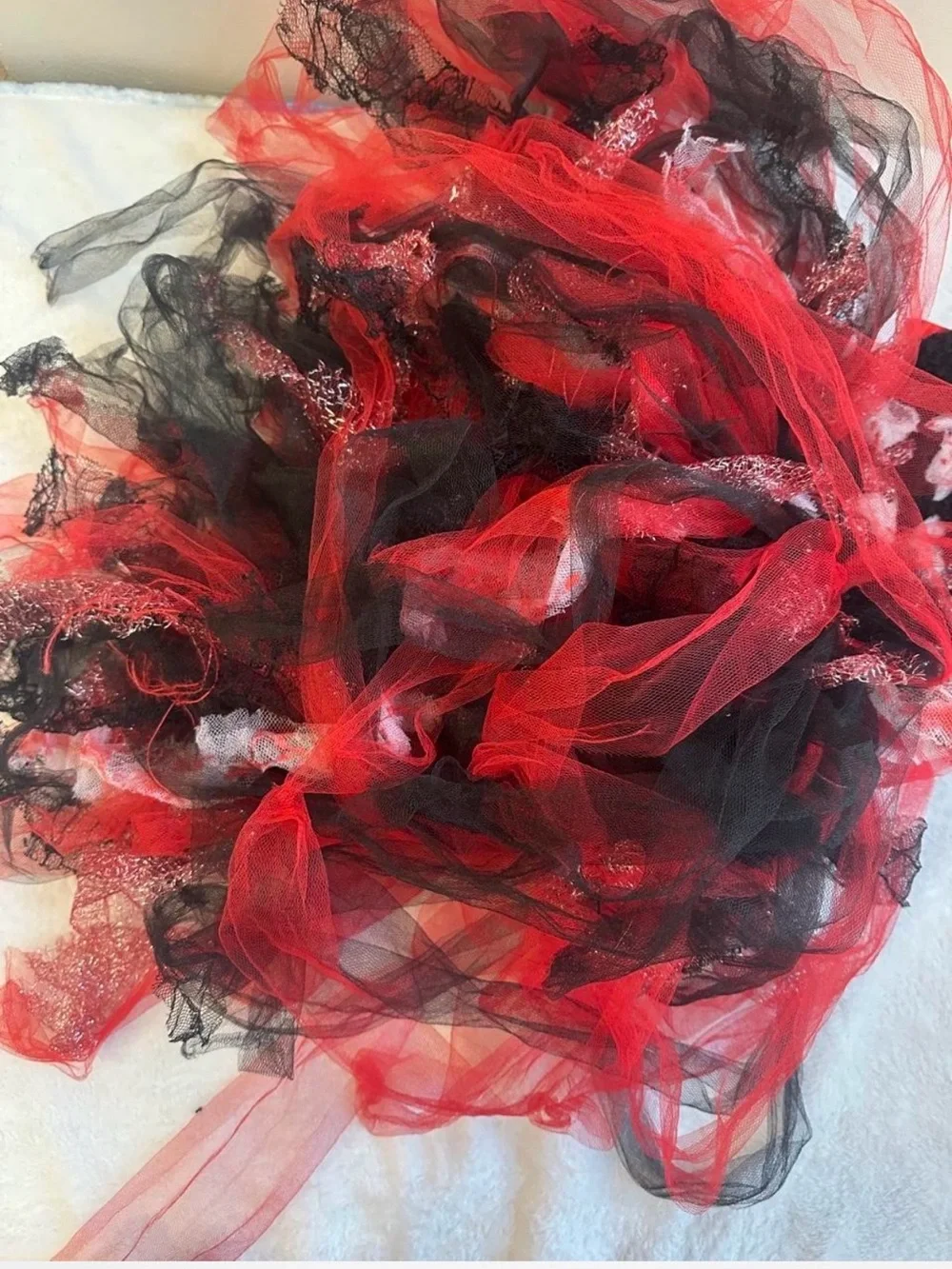 Red and Black Tulle Halloween Kids Costume Dress
